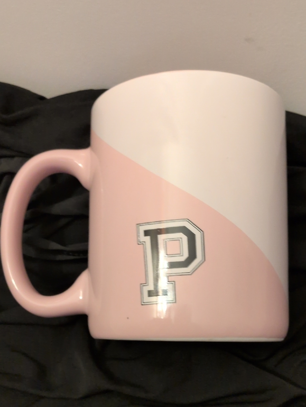 Victoria's Secret "Pink" Pink and White Ceramic Mug with 'P' Monogram